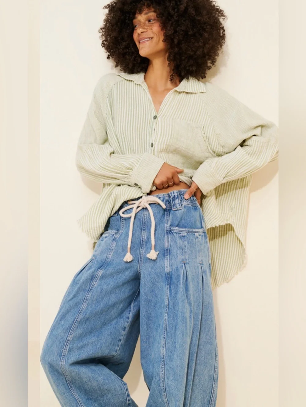 Free people Margo pull on barrel jeans